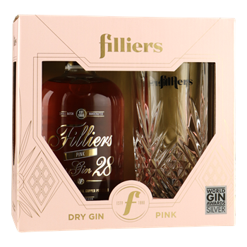 FILLIERS Pink Dry Gin 28 GV 0,50 ltr + longdrink glas